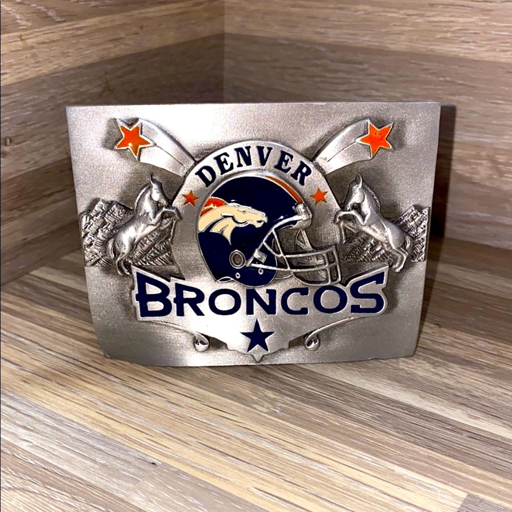 Denver Broncos vintage truck hitch  Silver and Blue Belt Buckle NFL football